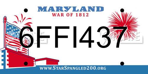 6FFI437 Maryland License Plate