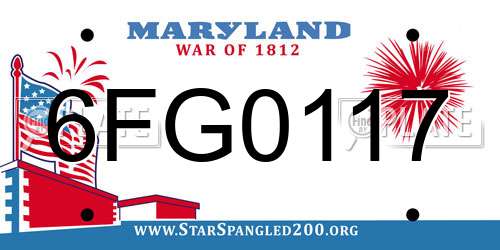 6FG0117 Maryland License Plate
