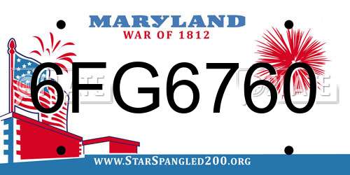 6FG6760 Maryland License Plate