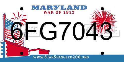6FG7043 Maryland License Plate