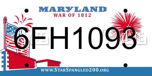 6FH1093 Maryland License Plate