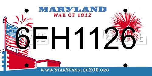 6FH1126 Maryland License Plate