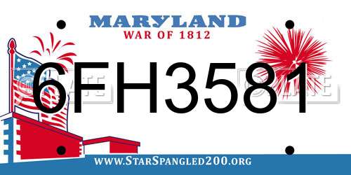 6FH3581 Maryland License Plate