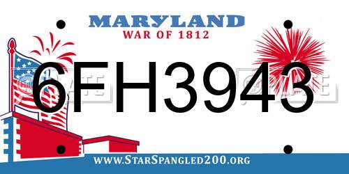 6FH3943 Maryland License Plate