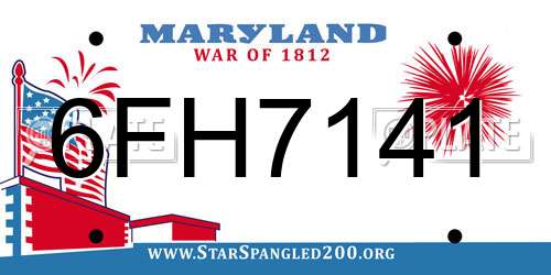 6FH7141 Maryland License Plate