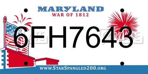 6FH7643 Maryland License Plate