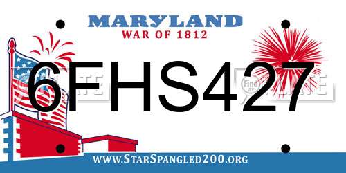 6FHS427 Maryland License Plate