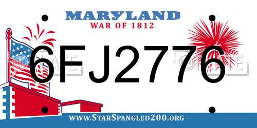 6FJ2776 Maryland License Plate