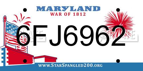 6FJ6962 Maryland License Plate