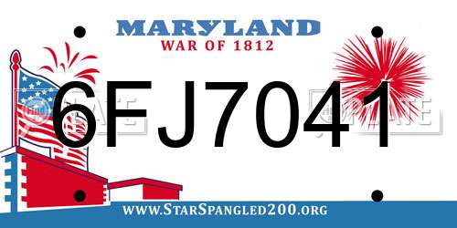 6FJ7041 Maryland License Plate