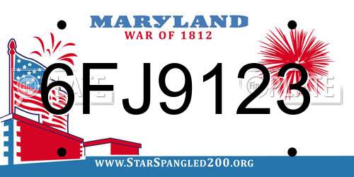 6FJ9123 Maryland License Plate