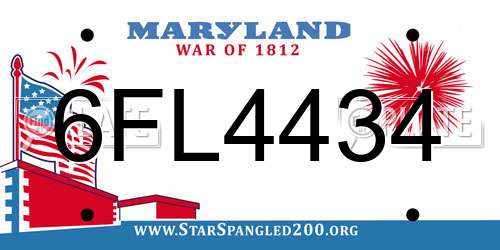 6FL4434 Maryland License Plate