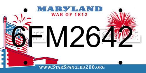 6FM2642 Maryland License Plate