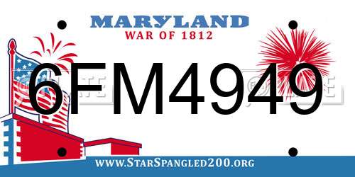6FM4949 Maryland License Plate