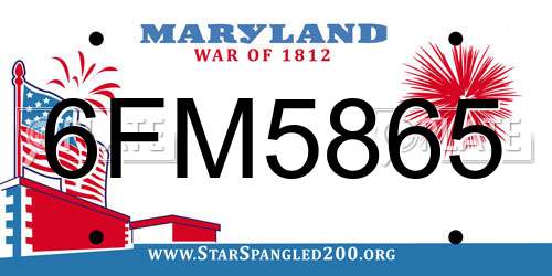 6FM5865 Maryland License Plate