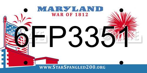 6FP3351 Maryland License Plate