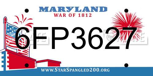 6FP3627 Maryland License Plate