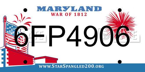 6FP4906 Maryland License Plate