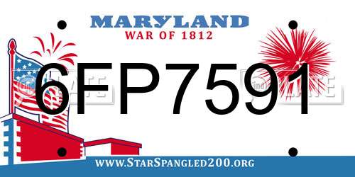 6FP7591 Maryland License Plate