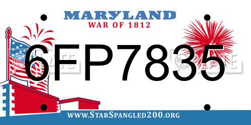 6FP7835 Maryland License Plate