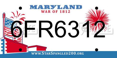 6FR6312 Maryland License Plate