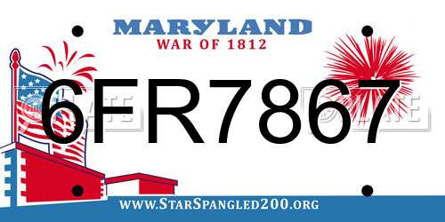 6FR7867 Maryland License Plate