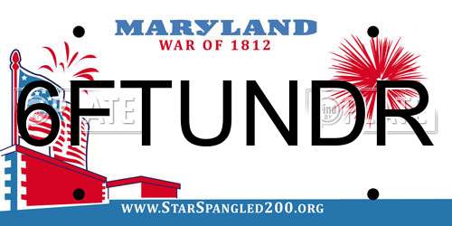6FTUNDR Maryland License Plate