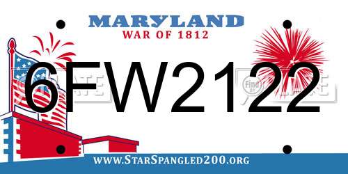 6FW2122 Maryland License Plate