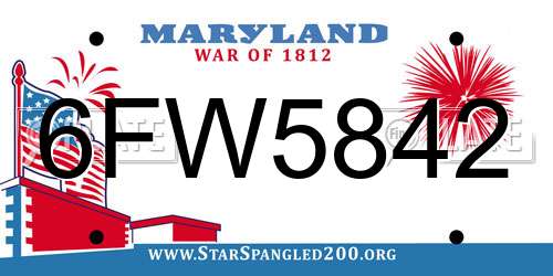 6FW5842 Maryland License Plate