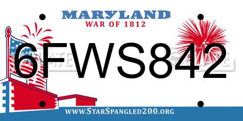 6FWS842 Maryland License Plate