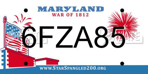 6FZA85 Maryland License Plate