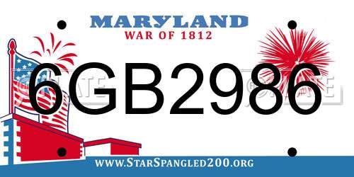 6GB2986 Maryland License Plate