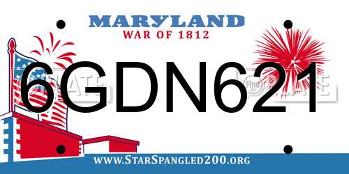 6GDN621 Maryland License Plate