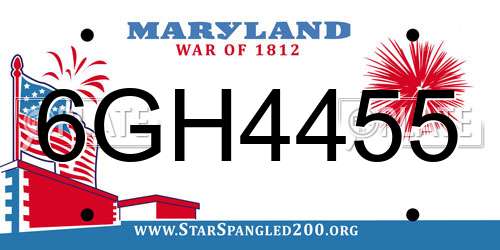 6GH4455 Maryland License Plate