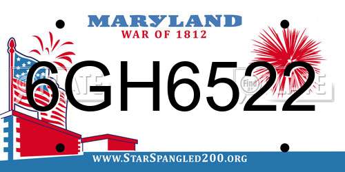 6GH6522 Maryland License Plate