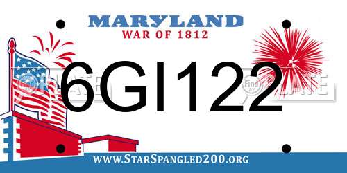 6GI122 Maryland License Plate