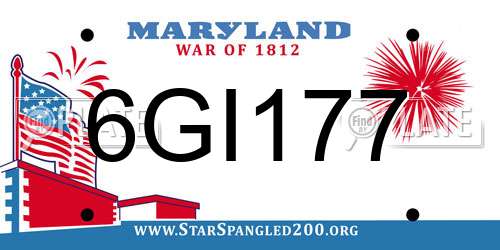 6GI177 Maryland License Plate