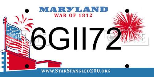 6GII72 Maryland License Plate