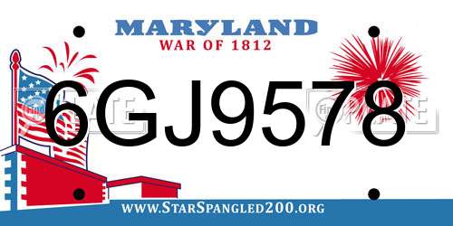 6GJ9578 Maryland License Plate