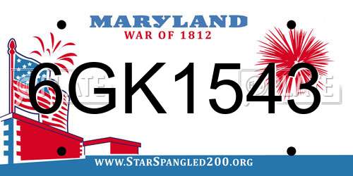 6GK1543 Maryland License Plate