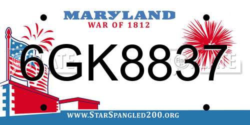 6GK8837 Maryland License Plate