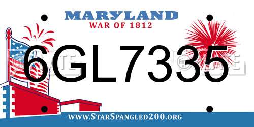 6GL7335 Maryland License Plate