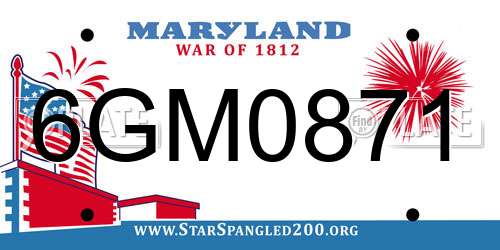 6GM0871 Maryland License Plate