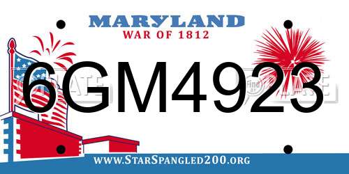 6GM4923 Maryland License Plate