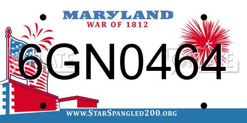 6GN0464 Maryland License Plate