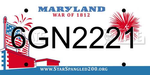 6GN2221 Maryland License Plate