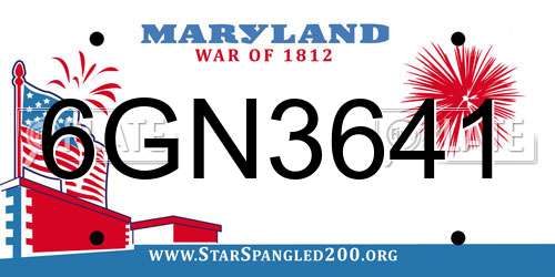 6GN3641 Maryland License Plate