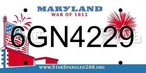 6GN4229 Maryland License Plate