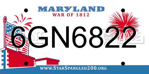 6GN6822 Maryland License Plate