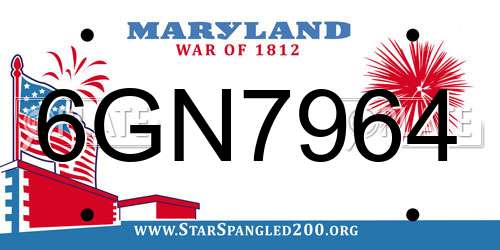 6GN7964 Maryland License Plate